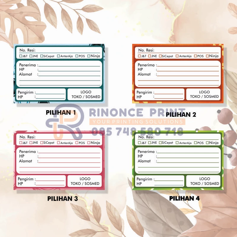 Label pengiriman RINONCE PRINT